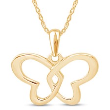 Beautiful Double Heart Butterfly Pendant Necklace Sterling Silver 925