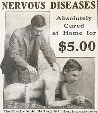 SWAN ELECTRIC Body Battery Quack Nerve Cure Performed on Nude Man 1903 Print Ad