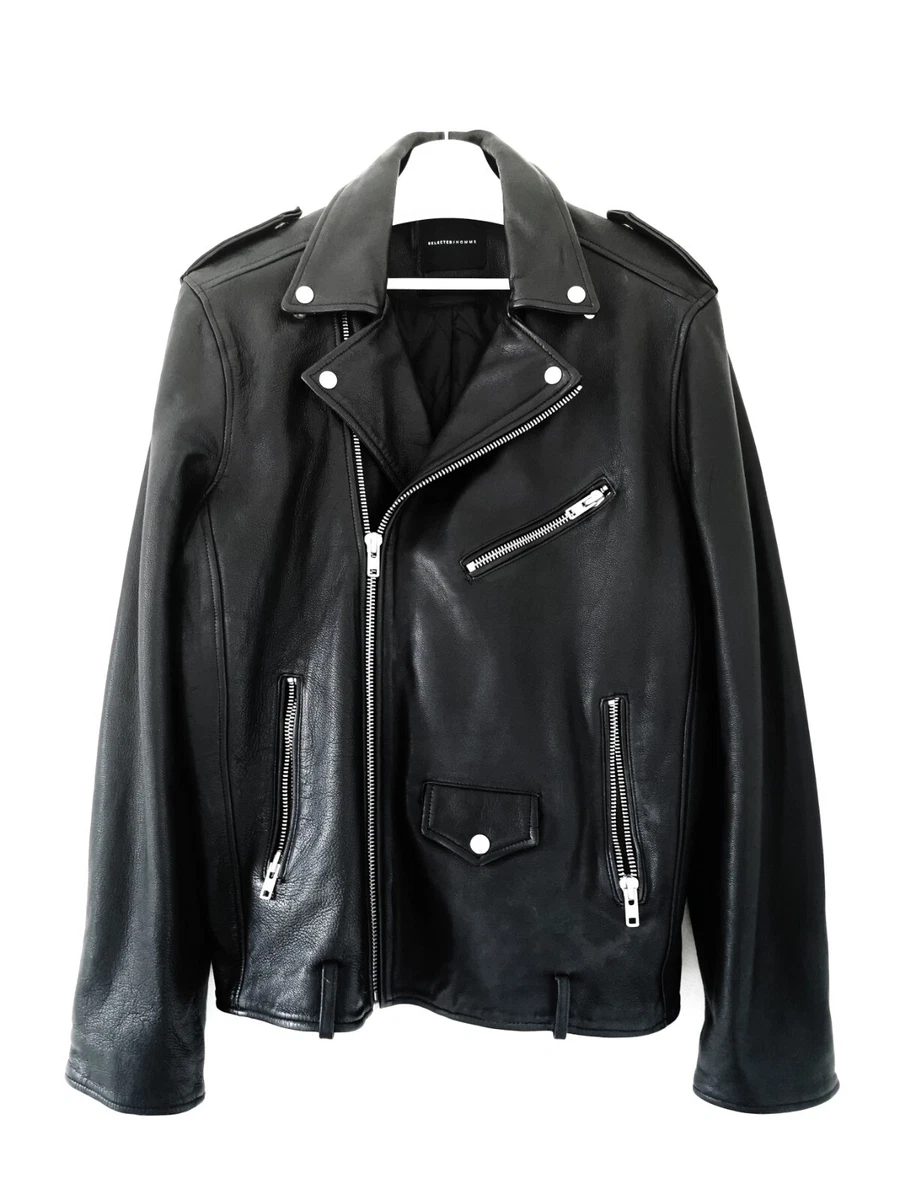 Selected homme hotsell leather biker jacket
