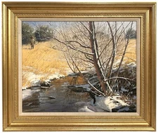 GEORGE HALLMARK 20th c. TEXAS ARTIST Sporting Art Painting WINTER HUNTING