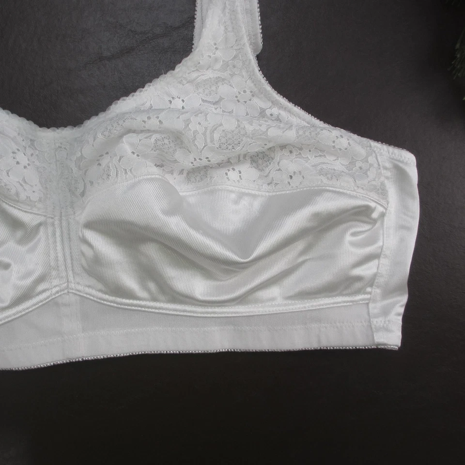 Sujetador Jodee Mujer 46D Blanco Estilo 3201 Inalámbrico Encaje Satinado Suave Copa Bolsillo Foto 4 de 4