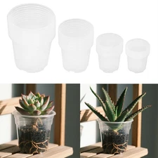 36 Pack 6.7/5/4/3.5 Inch Reinforced Clear Nursery Pots With Drainage Hole Flower