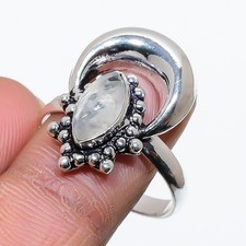 Rainbow Moonstone Gemstone Handmade 925 Sterling Silver Jewelry Ring 9.5 f491