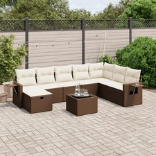 Garden Sofa Set Brown Poly Rattan Large Modular Garden Sofa Set