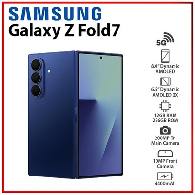 NEW Samsung Galaxy Z Fold7 5G BLUE 12GB+256GB Dual SIM Android Mobile Phone