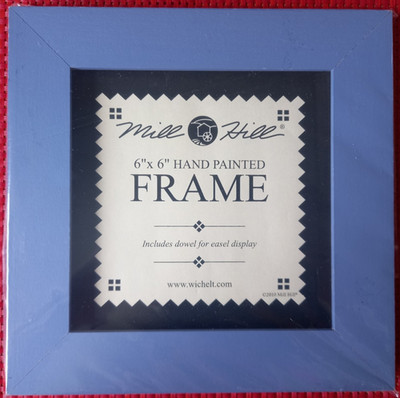 Mill Hill handbemalter Holzrahmen 6'' x 6'' für Knopf & Perlen Kreuzstich - blau