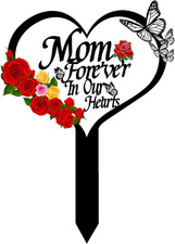 Heart Memorial Plaque Grave Marker for Cemetery - Cardinals Garden Stake Metal D