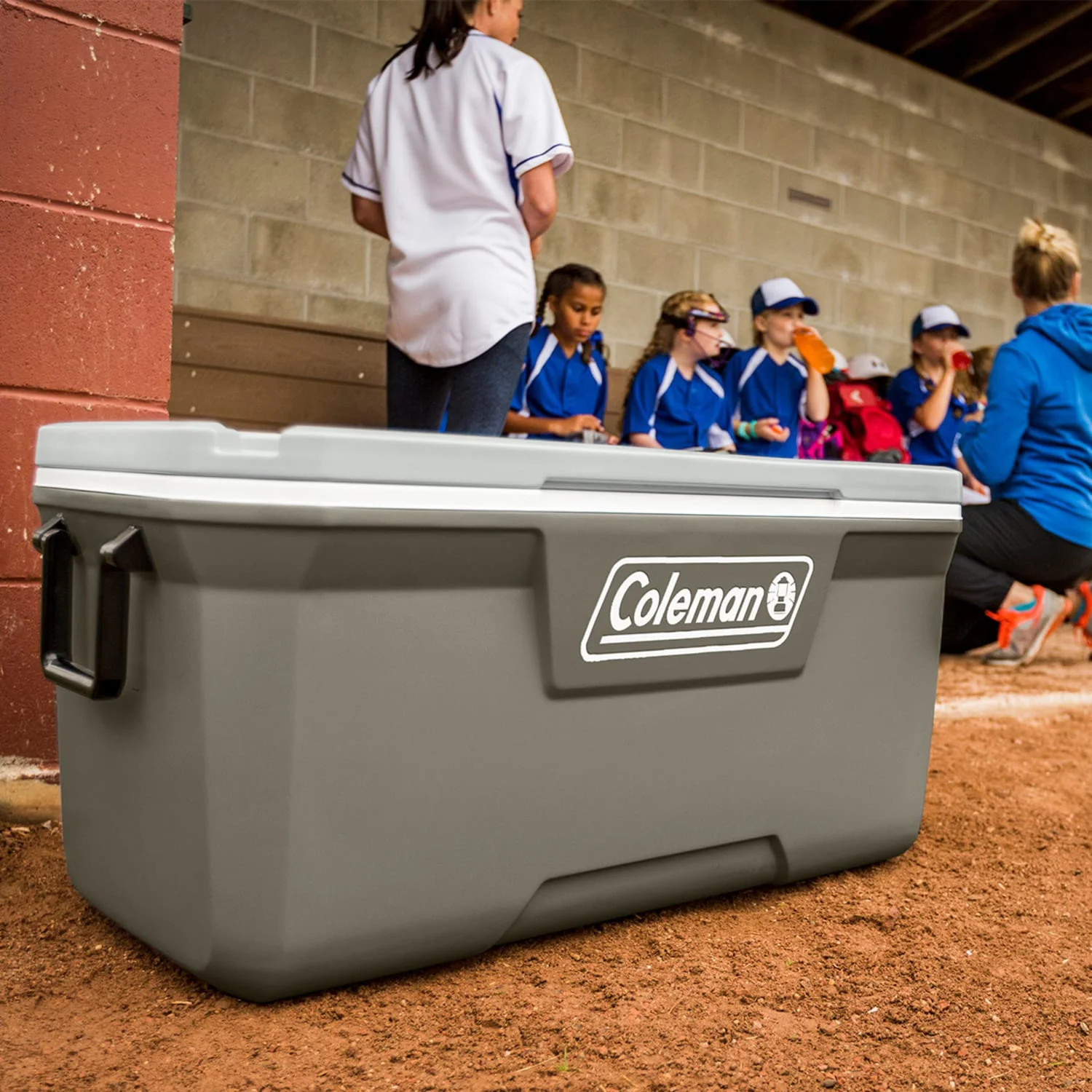 Coleman 316 120QT Hard Chest Cooler Large Capacity Ice Chest, Silver Ash