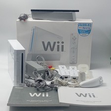 Nintendo Wii Console Bundle Controller Nunchuk Sensor Bar Cables Box Tested