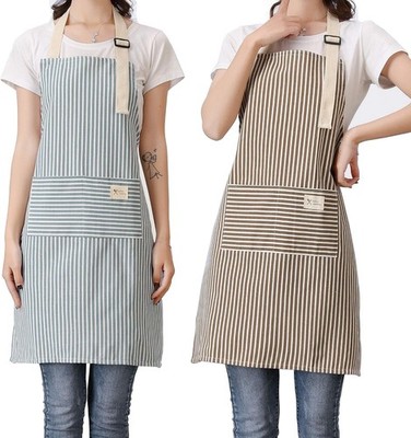 Aprons 2 Pack Adjustable Bib Aprons with 2 Pockets Cotton Linen Cooking Kitchen