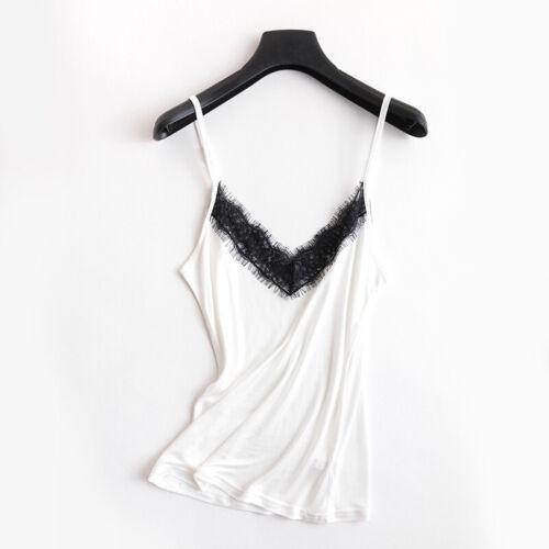 Damen Seide Unterhemd Spaghetti Top Oberteil Schlicht Trägertop Hemd Shirt DE - Bild 7 von 23