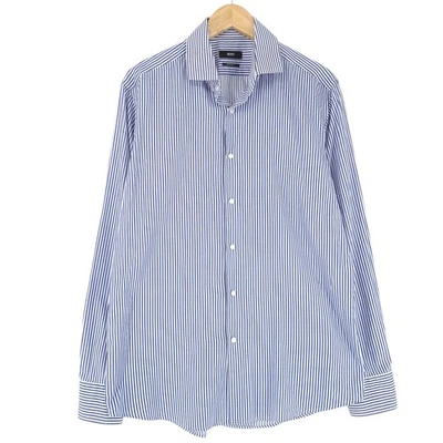 HUGO BOSS Chemise Homme Classique Bleu Rayée Regular Manches Longues 42 - Photo 1/4
