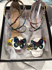 Betsey Johnson Women s Multicolor Butterfly Beaded Ankle Strap Open Toe Heel 10
