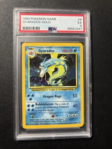 1999 Holo Rare Gyarados 6/102 Holo Swirl Base Set Pokémon Card TCG PSA 5