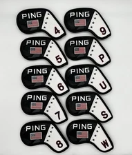 [MAGNETIC] PING USA Iron Head Cover 10 Pcs 4-P, U, S, W (Black & White)