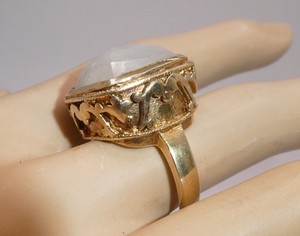 Authentic Moonstone Sterling Silver 925 Ring Beroni Designs Artisan Statement Gold Plated