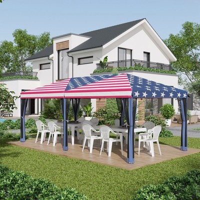 10'x20' Pop Up Party Tent Gazebo Wedding Canopy with 6 Sidewalls, Cream White