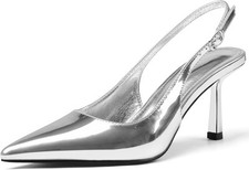 Slingback Heels for Women Closed Pointed Toe Kitten Stiletto with...
