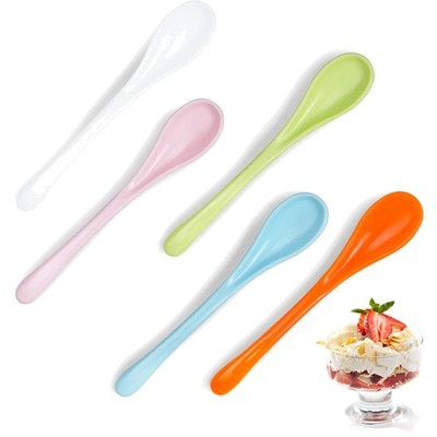 Pack of 20 Colourful Plastic Egg Spoons, 5 Colours, Small Reusable Dessert Sp...
