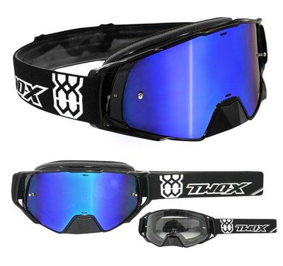 MX Brille TWO-X Rocket Crossbrille MX Enduro schwarz verspiegelt blau Spiegel