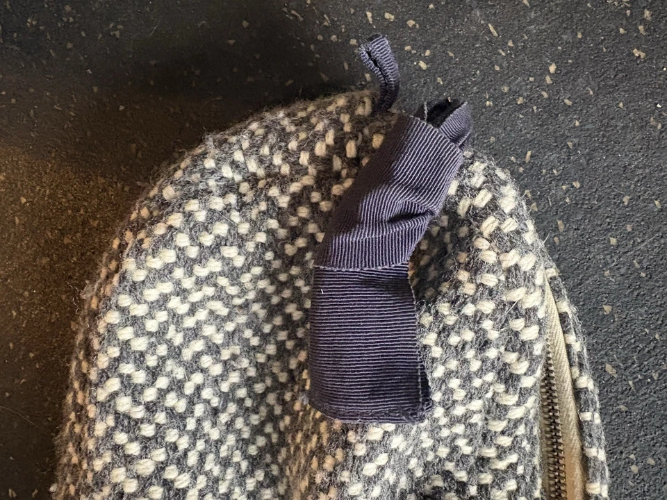 Maria La Rosa Bag Wool Zippered Pouch Made In Italy With Grosgrain Ribbon Detail - Image 2 of 4