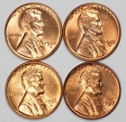 1954-S 1955-S 1956-D 1957 1c Lincoln Wheat Cent Penny 4 Coin Lot Gem BU UNC TL5