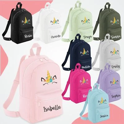 U&S CLOTHING Kinder Rucksack beliebiger Name Einhorn Mädchen Jungen Kinder Schulanfang personalisiert Tasche