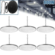 6Pack 800W Super Bright Warehouse LED UFO High Bay Lights Factory Shop GYM Light