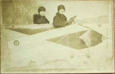 Fantasy Aviation 1910 French Realphoto Postcard, Women Airplane Studio Shot Rppc
