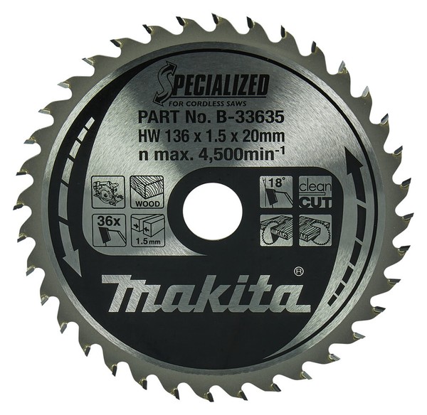 Makita Specialized SäGeblatt B-33635 136X20 Mm 36 ZäHne FüR DSS501-image