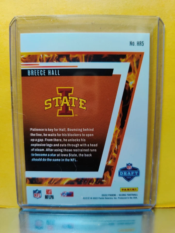 2022 Score Football Hot Rookies #5 Breece Hall - Iowa State Cyclones - Image 2 of 2