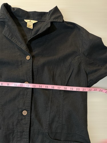 Woolrich Blazer Women Size XL Black Linen Blend Pockets Minimalist - Picture 9 of 11