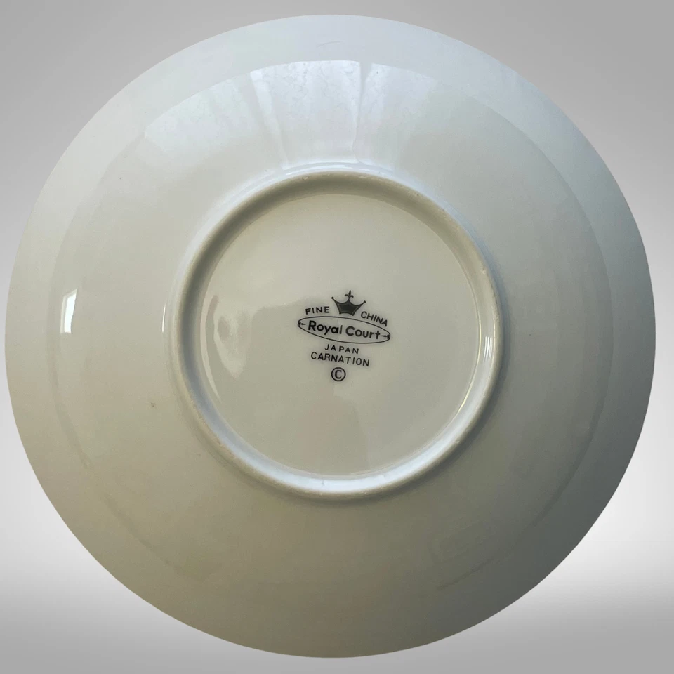 Carnation 7" Bowls Royal Court Fine China Set of 4 Japan Pink Gold Rim 1960s VTG - Image 2 of 4