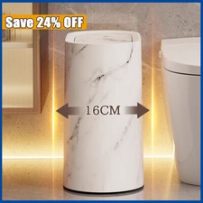 Plastic Marble Pattern Trash Can Small Garbage Bin with Lid for Bathroom Narrow