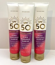   3 Bath  Body Works Pink Pineapple Sunrise Sunscreen SPF 50 Sunscreen Lotion  
