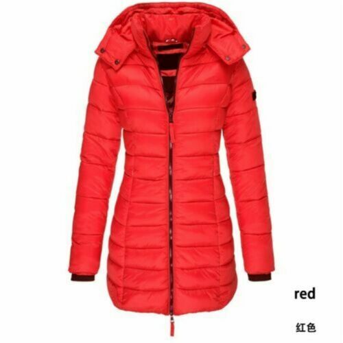 Quilted Parka Puffer Warm Ladies Womens Padded Coat Winter Jacket Long Hooded - Picture 11 of 18