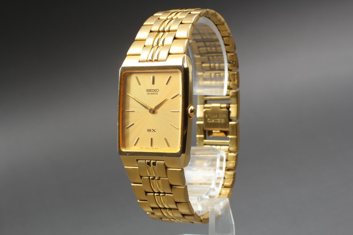 Near MINT] Vintage SEIKO SX V700-5031 Gold Rectangle Quartz