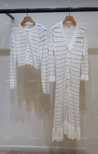 sandro V-neck beading Fishtail knitted dress Round neck Knit cardigan for Women