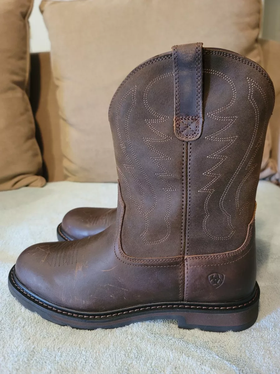 Ariat Men Groundbreaker Pull On Distressed Work Boots Soft Toe 10014238 Sz 10.5D