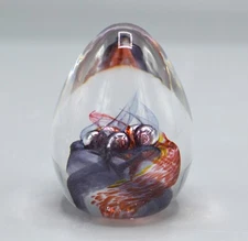 2007 BSG ~ Black Sheep Glass Paperweight  Red/Purple Spiral & Controlled Bubbles