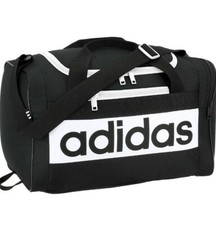 Adidas Court Lite Duffel Bag Black White Logo Zip Top Sports Travel One Size NEW