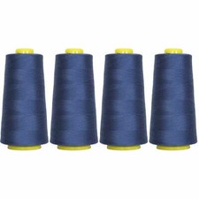 4 BIG CONES BLUE SERGER SEWING THREAD 2750 YD TEX 27 40S/2- THREADART