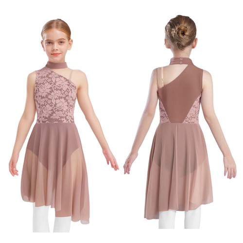 Girl Ballet Lyrical Dance Outfit Leotard Spaghetti Straps Floral Lace Costume - Picture 109 of 133