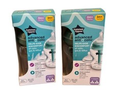 New Tommee Tippee Advanced Anti-Colic Bottles 9oz 2 pack  2 Nipples Slow  Med