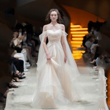 Princess Off Shoulder Wedding Dress Photoshoot A Line Bridal Gown Floor Length