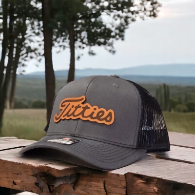 Titties Golf Hat, Trucker Hat, Funny Golf Hat, Leather Patch Hat, Snapback Hat