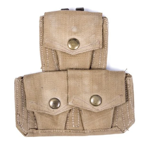 Authentic Canvas Military 303 Enfield Three Ammo Webbing Pouch WW2 Italian Army