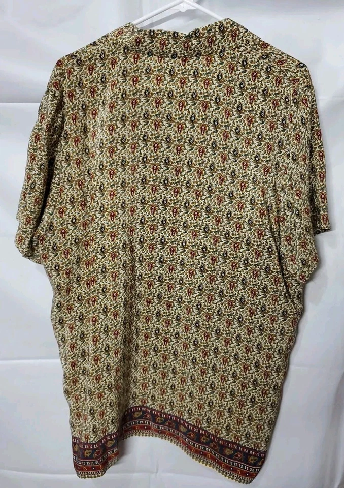 Camisa floral Charter Club 100 % seda manga corta con cuello abotonado talla 14 Foto 3 de 4