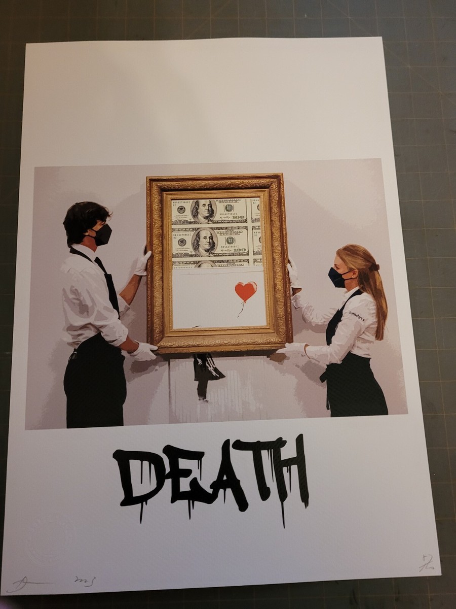 Death NYC 19x13 Signed Graffiti Pop Artist Rare. Banksy Prank. COA