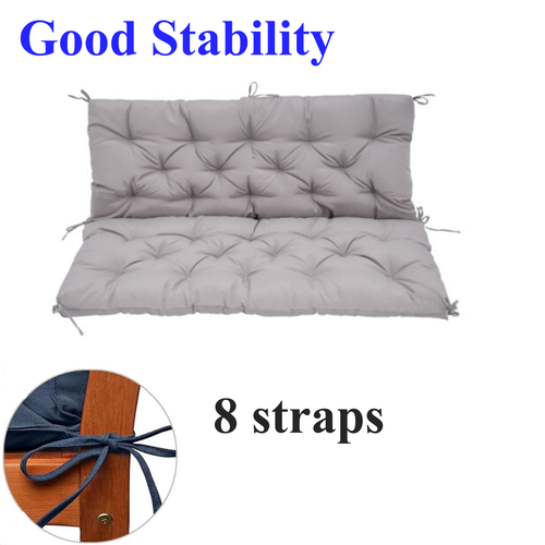Outdoor Bench Cushion Waterproof Swing Seat Pad Replacement with Backrest & Ties - Picture 5 of 24